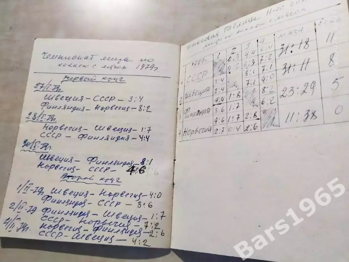Москва 1978-1979 Календарь игр Хоккей с мячом 3