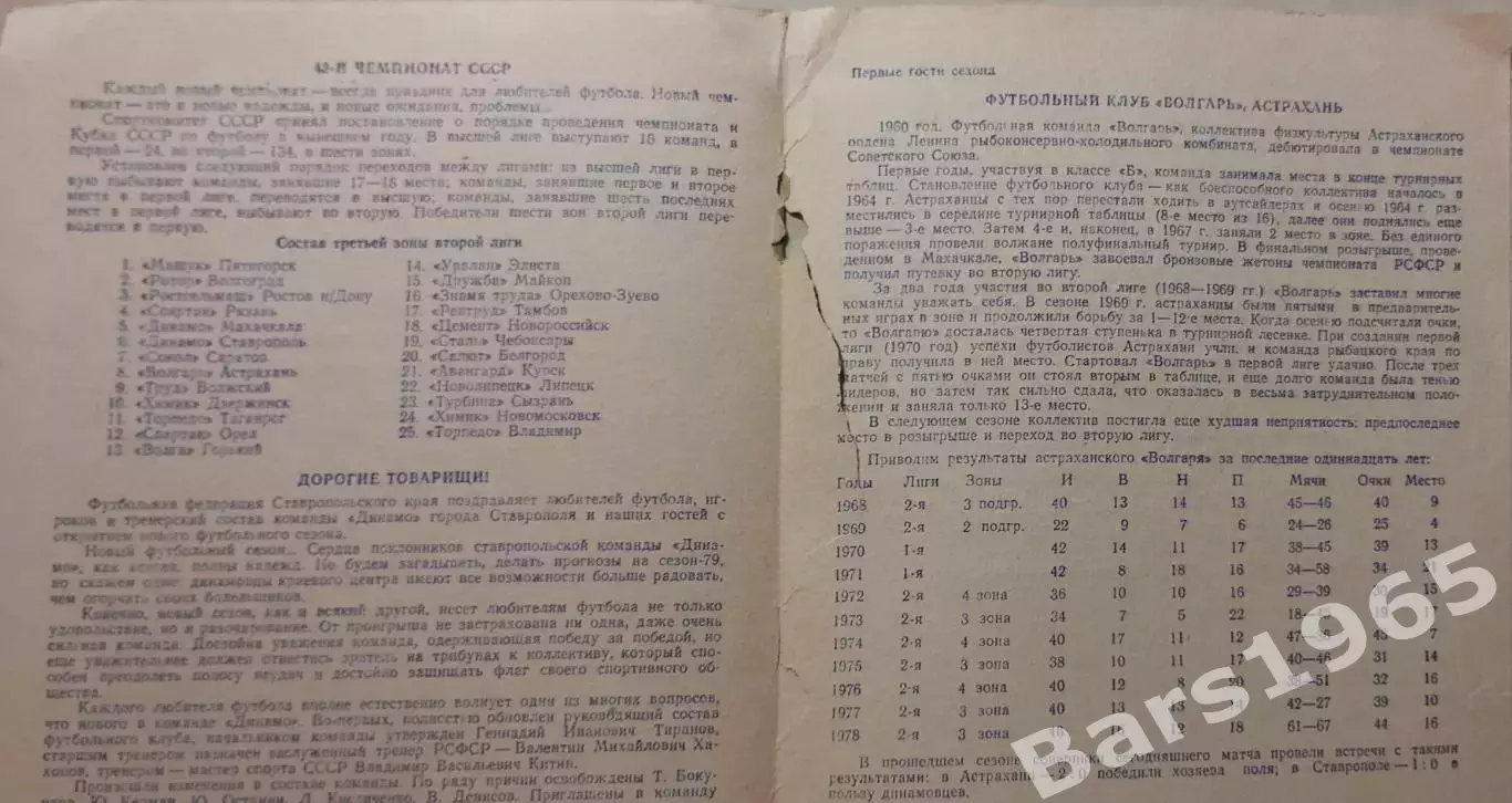 Динамо Ставрополь - Волгарь Астрахань 1979 1