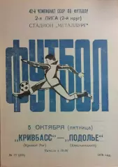 Кривбасс Кривой Рог - Подолье Хмельницкий 1979