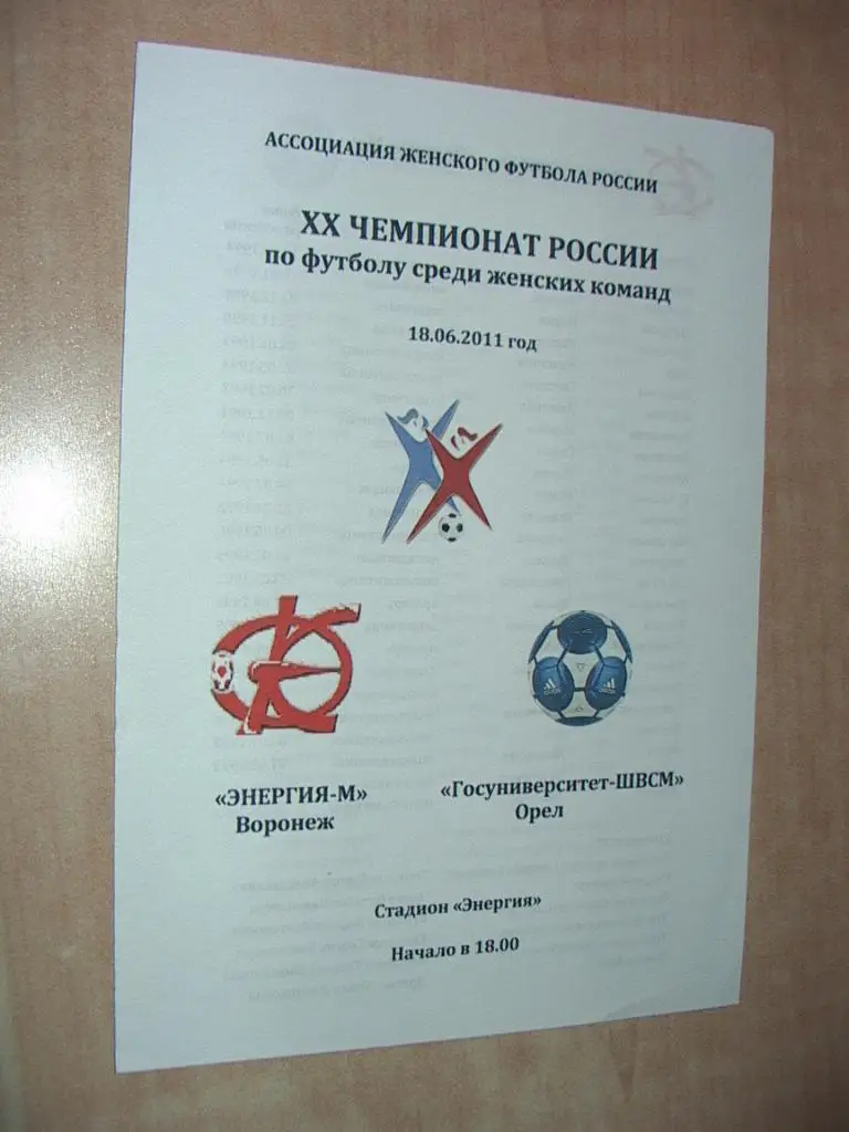 Энергия- М Воронеж - Госуниверситет-ШВСМ Орел 2011 Женщины