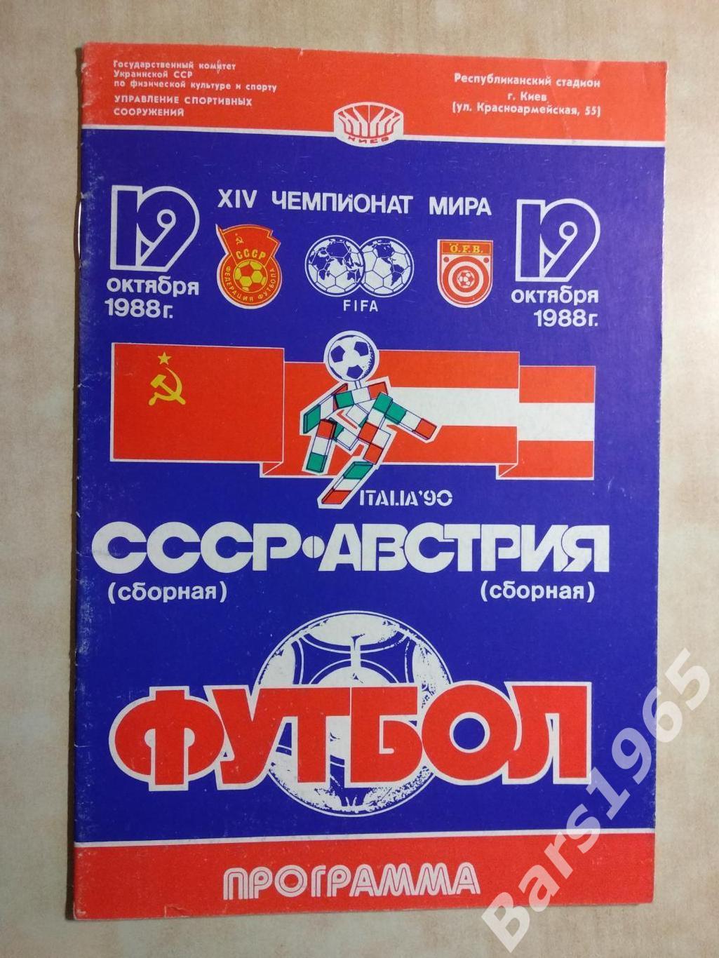 СССР - Австрия 1988