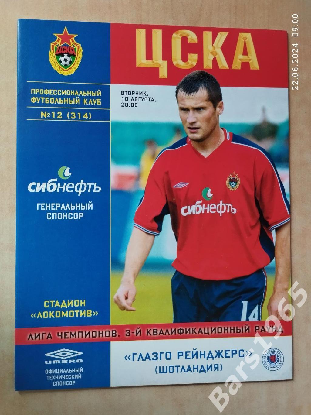 ЦСКА Москва - Глазго Рейнджерс Шотландия 2004