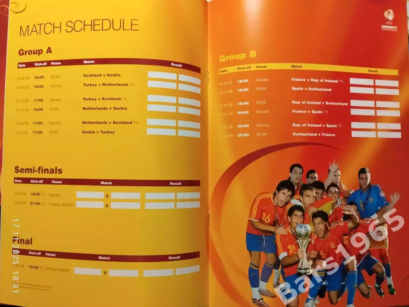 Чемпионат Европы среди юношей Финал Турция 2008 U-17 1