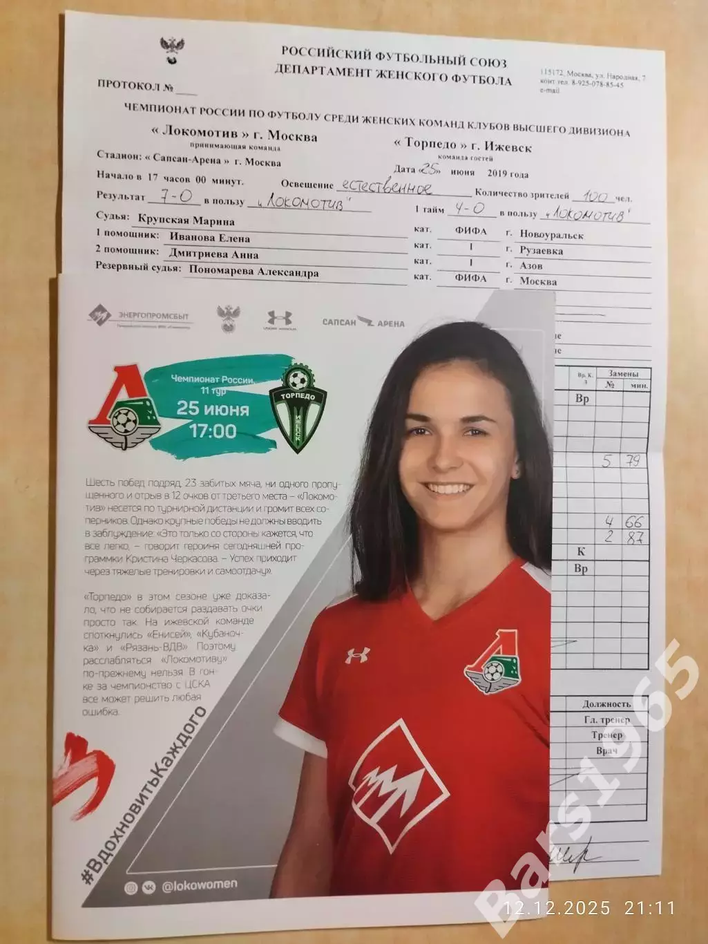 ЖФК Локомотив Москва - ЖФК Торпедо Ижевск 2019 Женщины + протокол