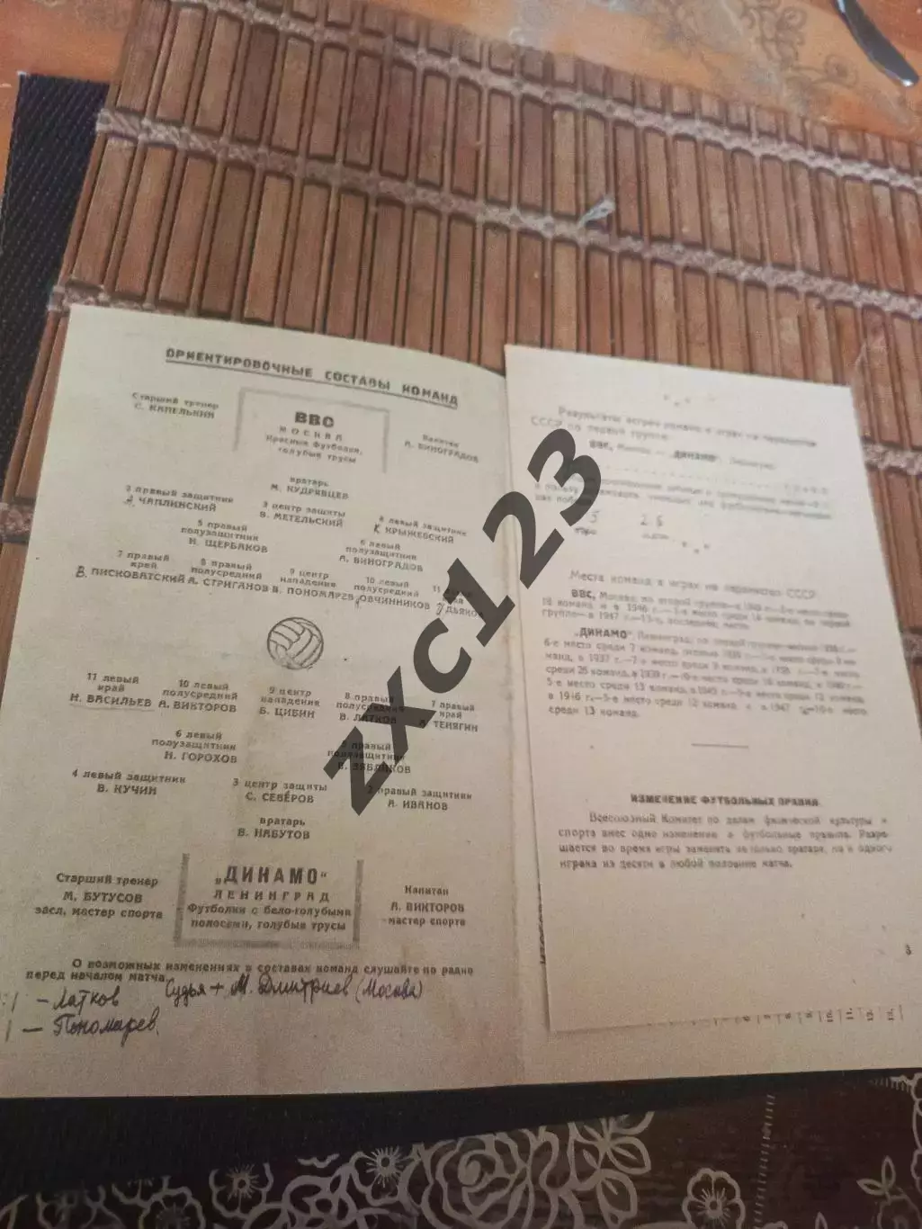 РАСПРОДАЖА!!!! ВВС - ДИНАМО ЛЕНИНГРАД 17.05.1948 1