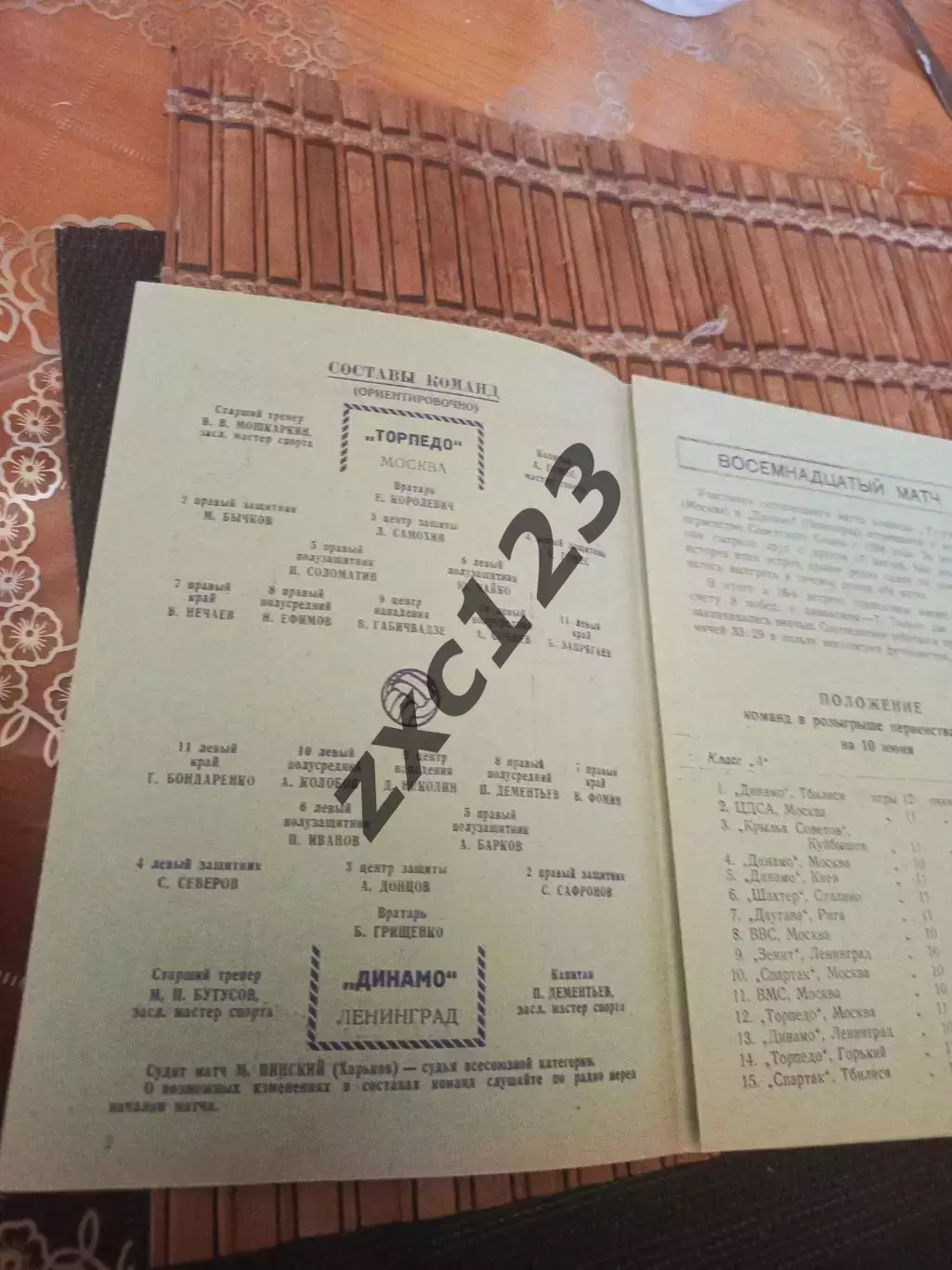 РАСПРОДАЖА!!!!ТОРПЕДО МОСКВА -ДИНАМО ЛЕНИНГРАД 10.06.1951 1