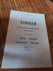 РАСПРОДАЖА!!! СКА ЛЕНИНГРАД- ЦСКА МОСКВА 25.01.1981.