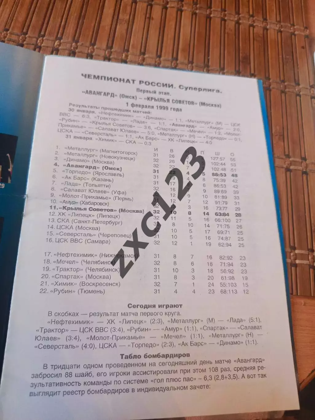 РАСПРОДАЖА!!! АВАНГАРД ОМСК - КРЫЛЬЯ СОВЕТОВ 1.02.1999. 1