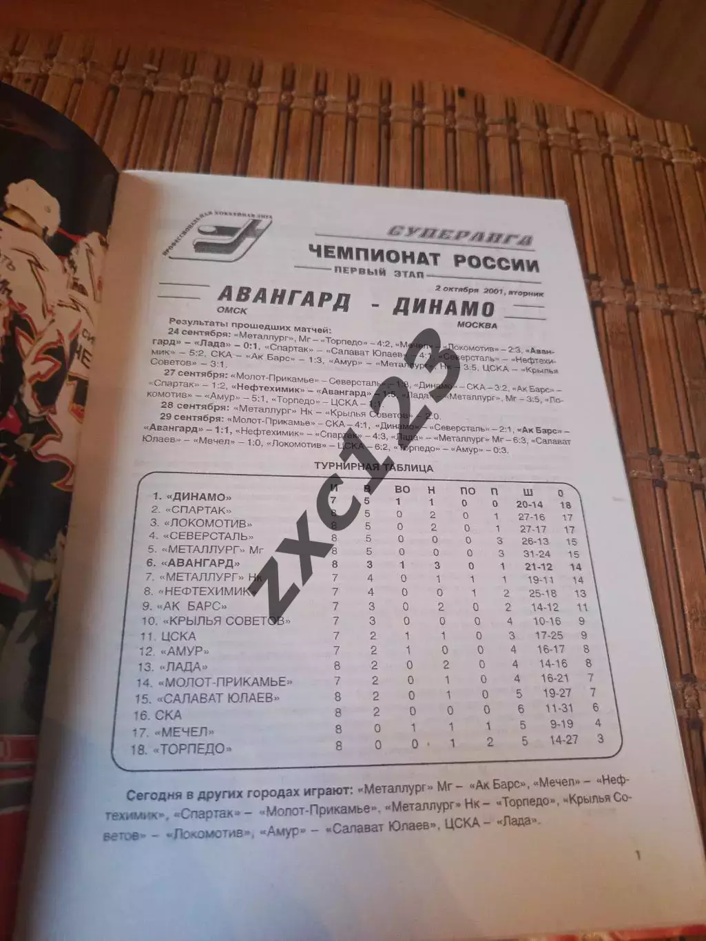 РАСПРОДАЖА!!! АВАНГАРД ОМСК - ДИНАМО МОСКВА 2.10.2001.. 1