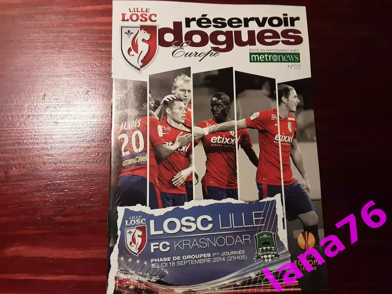 Лилль Франция - Краснодар 18.09.2014 официальная программа