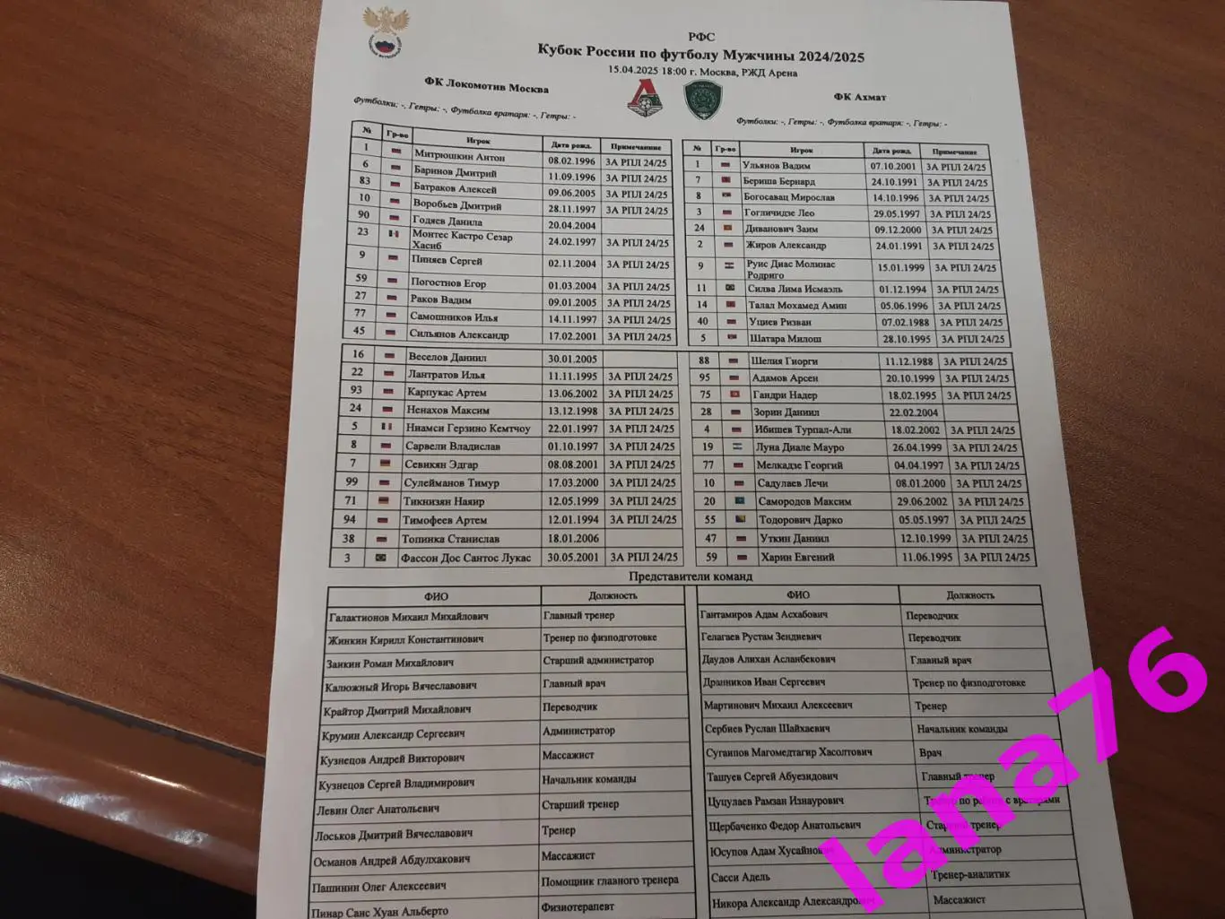 Кубок Локомотив Москва-Ахмат Грозный 15.04.2025 журнал+программа+стартлист+карта 3