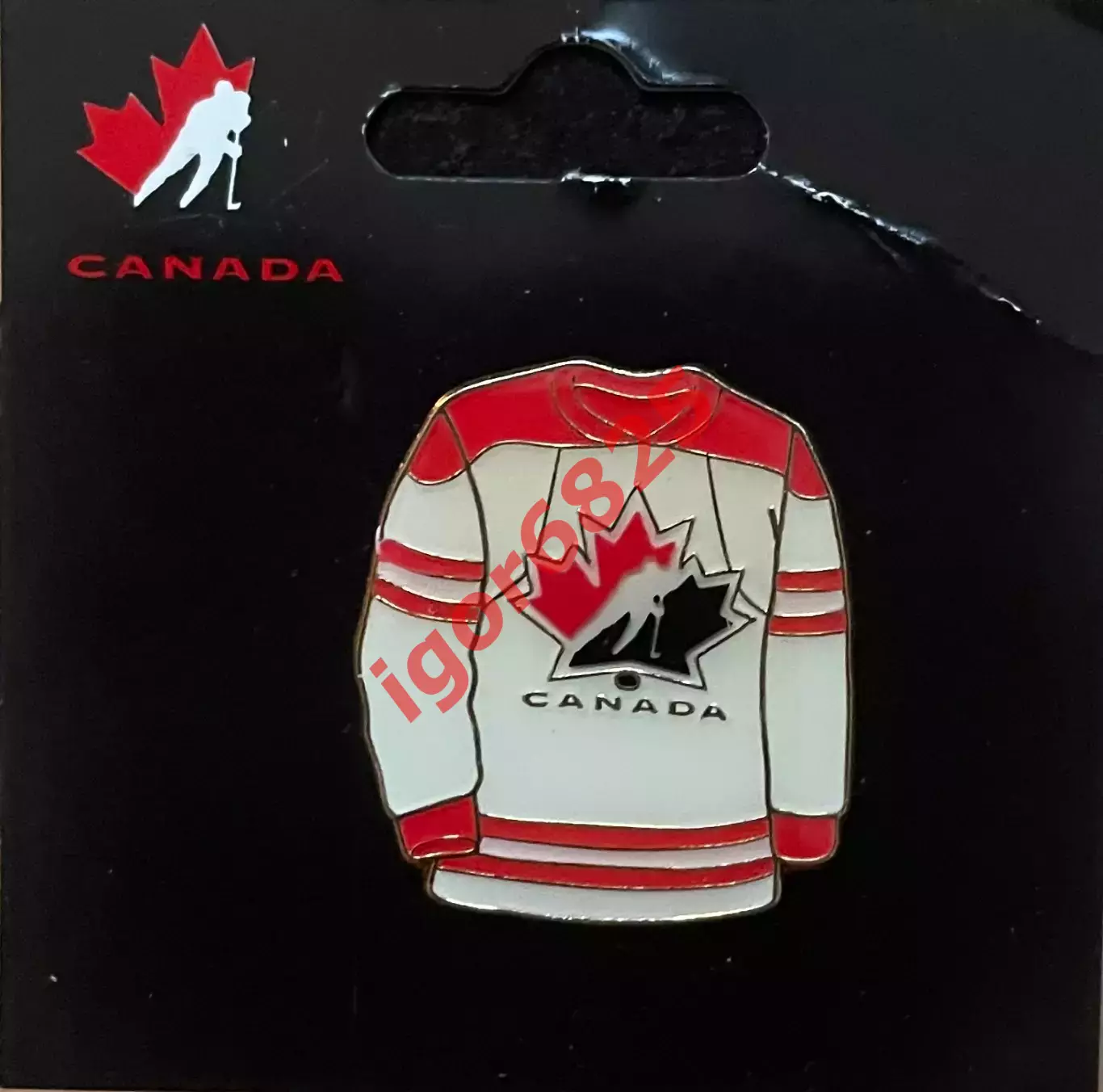 Хоккей Знак Значок Сборная Канада Canada Team джерси, белая форма, вид 1.