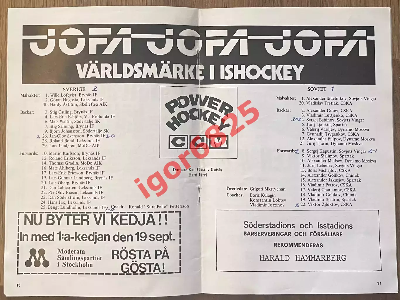 Сборная Швеция - Сборная СССР. 24 марта 1976 года. Стокгольм. Товарищеский матч 1