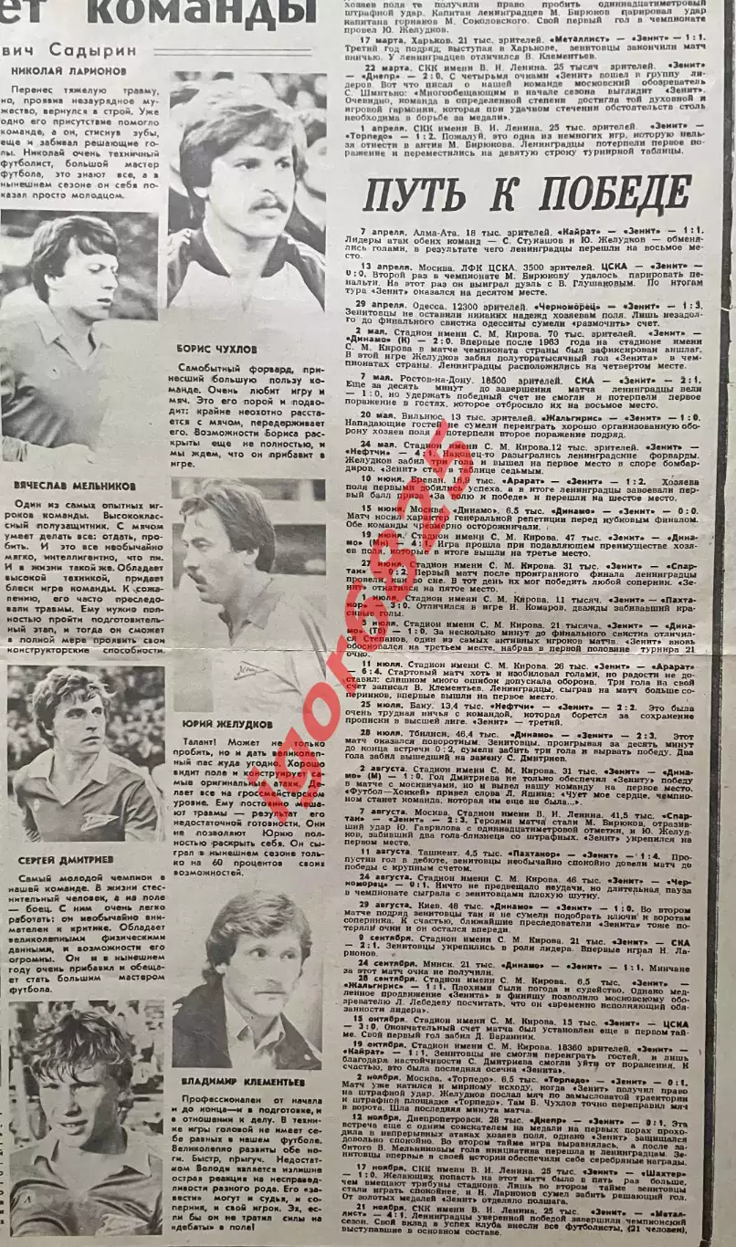 Спортивная неделя Ленинграда. Спецвыпуск ЗЕНИТ ЧЕМПИОН!!! 30 ноября 1984 года. 4