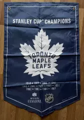 Хоккей. Большой вымпел-флаг Торонто Мейпл Лифс обладатель кубок Стенли.