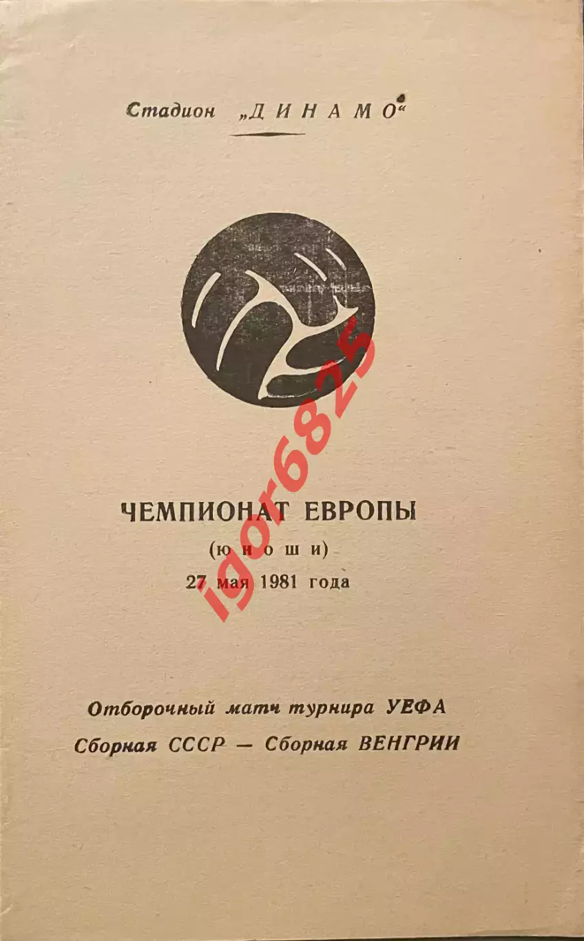 СССР - Венгрия. 27 мая 1981 года. Минск. Чемпионат Европы, юноши