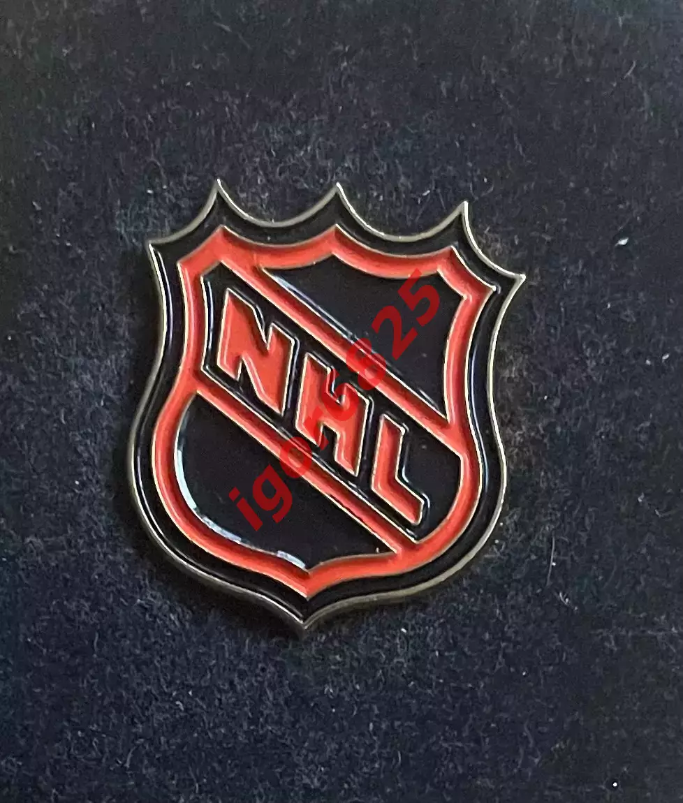 Хоккей. Фирменный официальный Знак Значок эмблема НХЛ оранжевый щит NHL