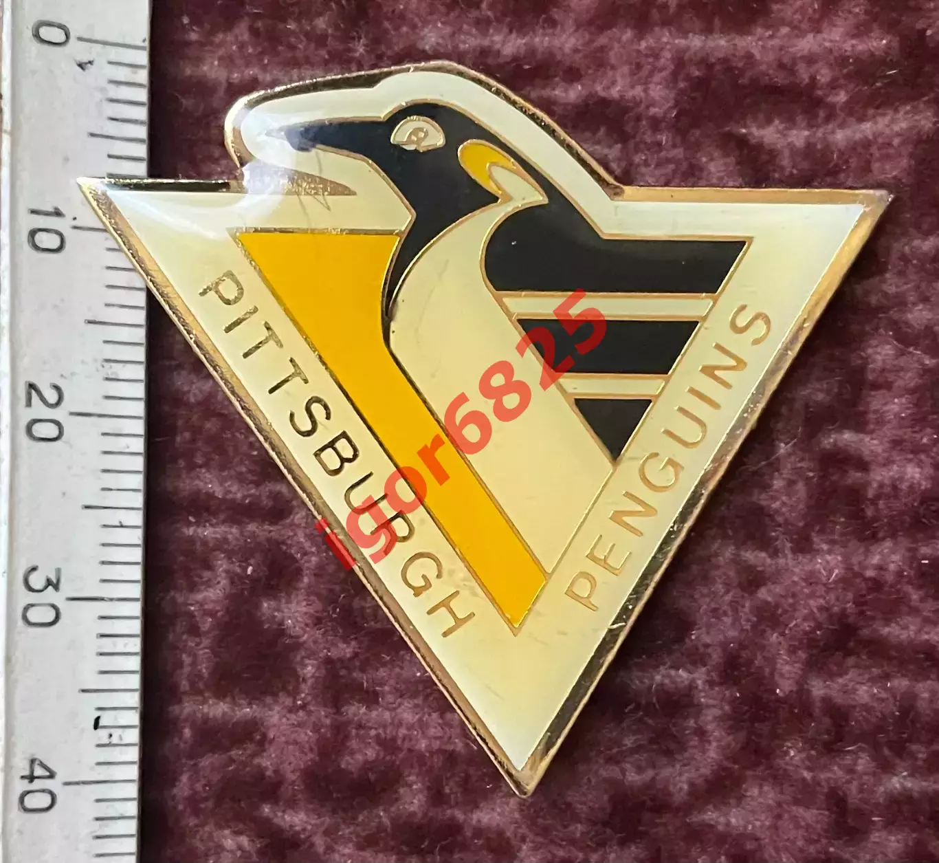 Знак Значок Питтсбург Пингвинз НХЛ Pittsburgh Penguins NHL 1992 Большой 4,5х4 см 1