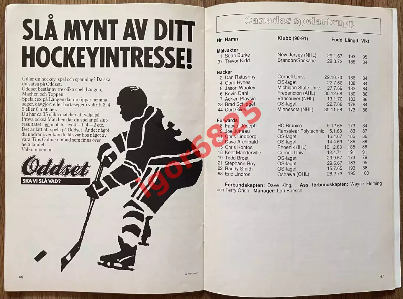 Швеция - СНГ Канада - Чехословакия. 2 февраля 1992 года. Шведские хоккейные игры 3