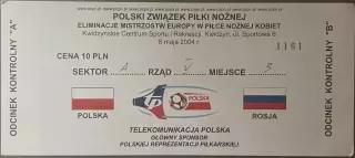 Билет сборные Польша - Россия. 8 мая 2004 г. Чемпионат Европы. Женские команды