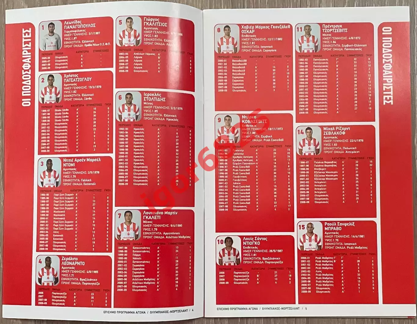 Олимпиакос Пирей Греция - Нордшелланд Дания. 2 октября 2008 года. Кубок УЕФА 2