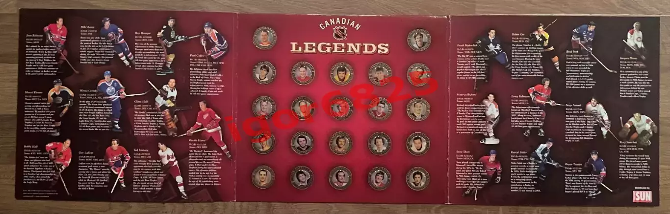 Хоккей. Набор медальонов Канадские легенды НХЛ 2004 Hockey Hall of Fame NHL 1