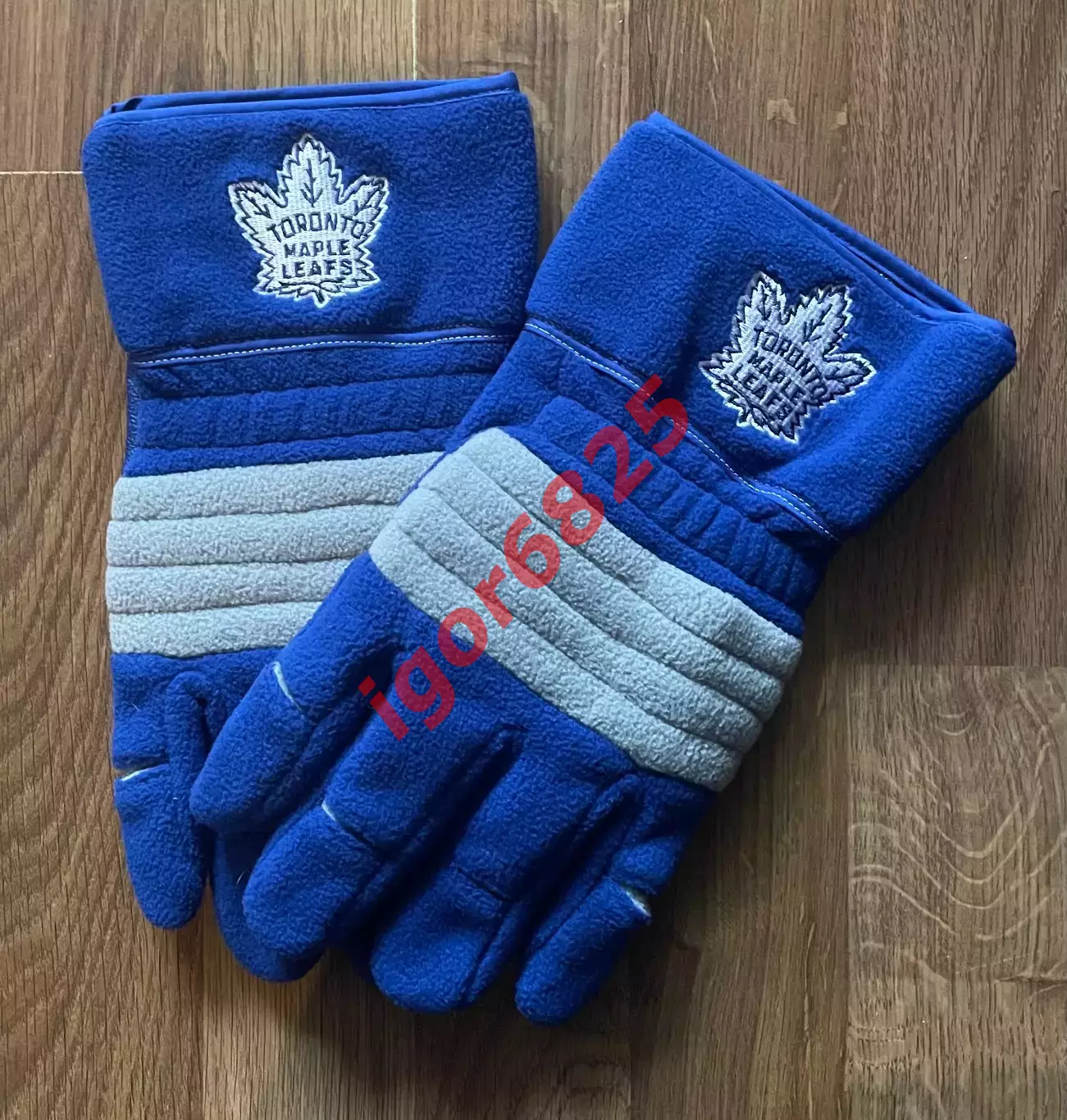 Синие флисовые перчатки НХЛ Торонто Мейпл Лифс NHL Toronto Maple Leafs