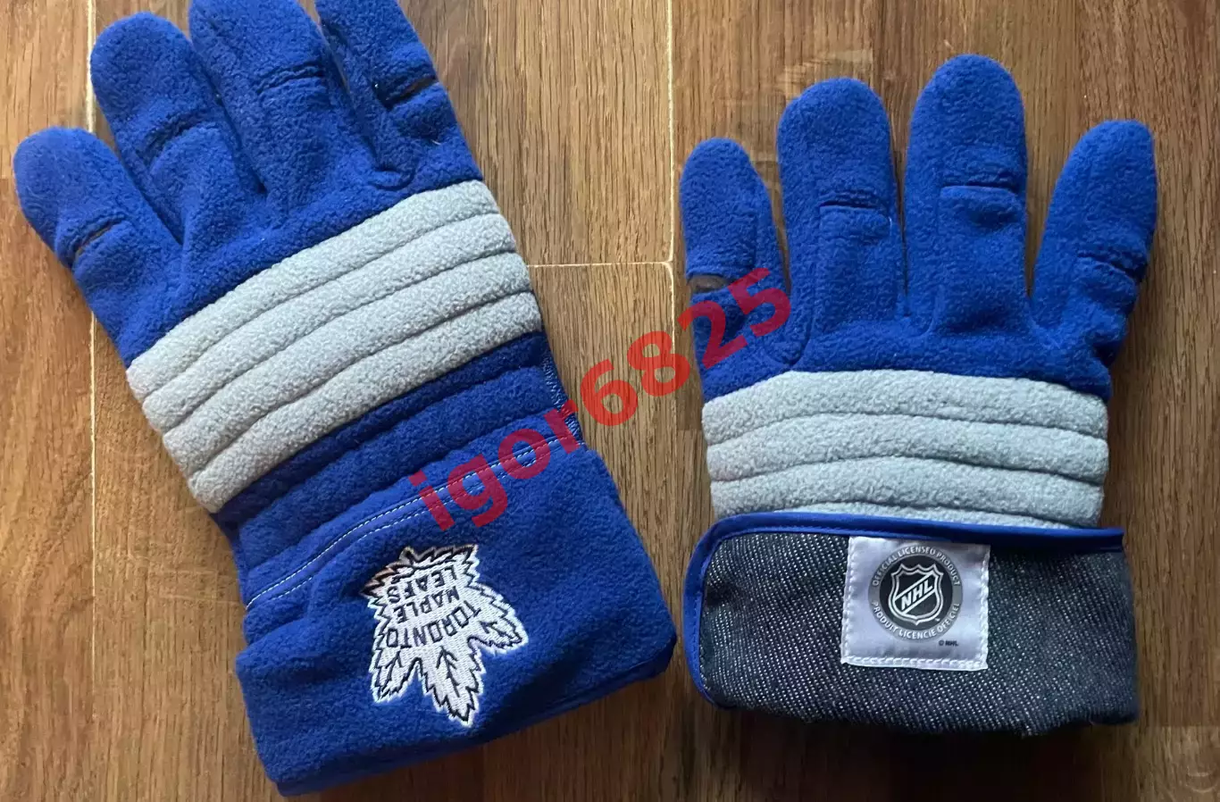 Синие флисовые перчатки НХЛ Торонто Мейпл Лифс NHL Toronto Maple Leafs 3