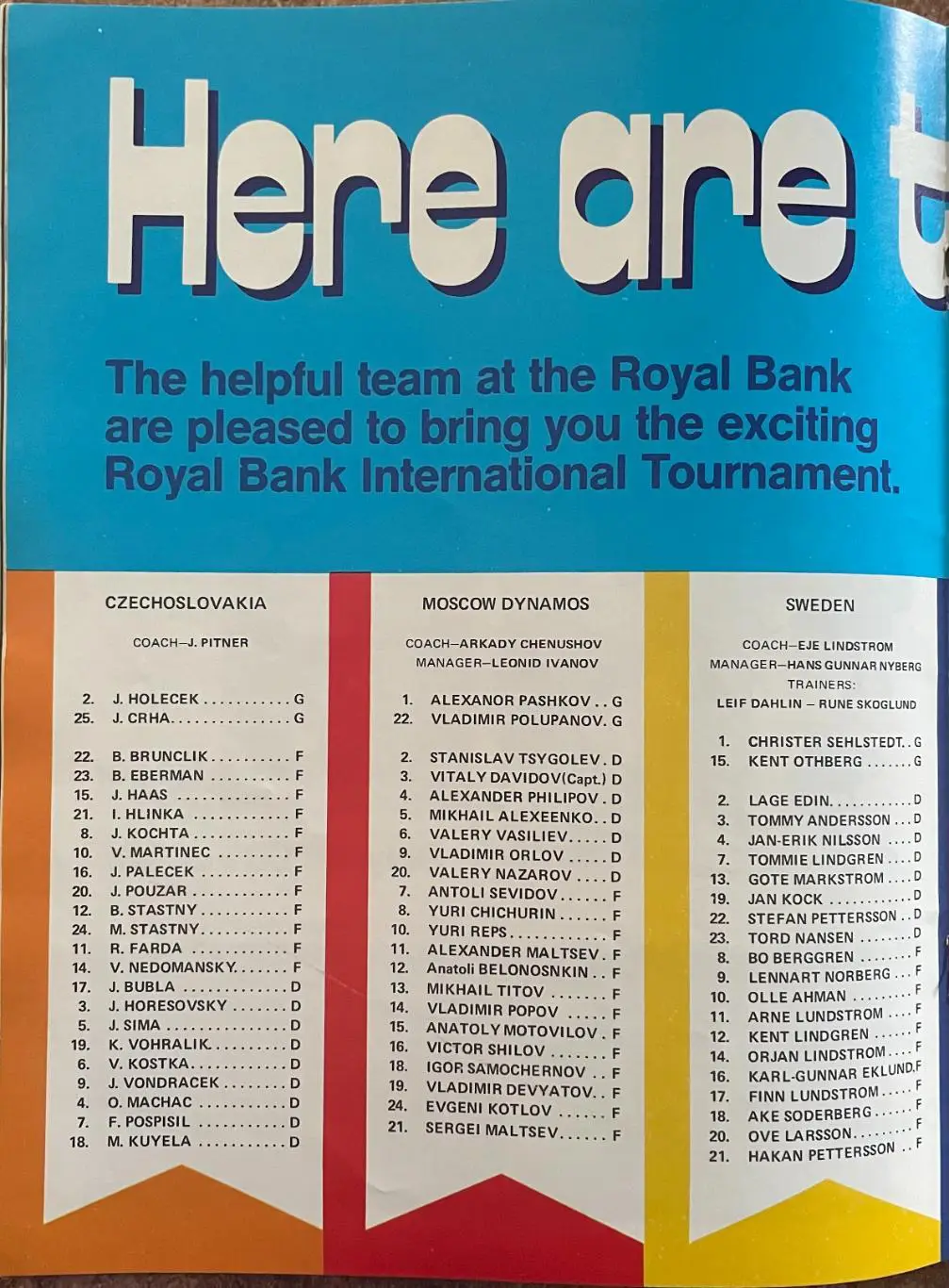 Программа турнир в Канаде Динамо Москва 1972/1973 3