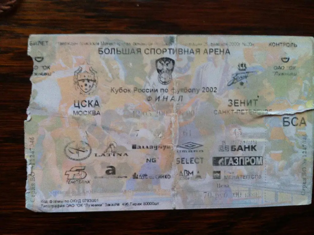 ЦСКА Москва - Зенит Санкт-Петербург. 12 мая 2002 года. Кубок России. Финал.