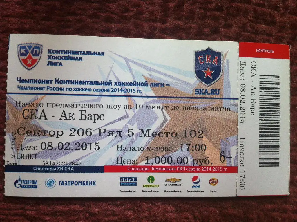 СКА Санкт-Петербург - Ак Барс Казань. 8 февраля 2015 года. Чемпионат КХЛ.