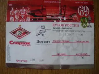 Спартак Москва - Зенит Санкт-Петербург. 18 апреля 2007 года. Кубок России