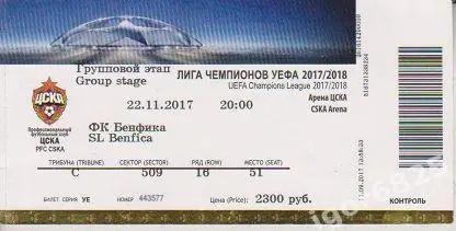 ЦСКА Москва - Бенфика Португалия. 22 ноября 2017 года. Лига Чемпионов