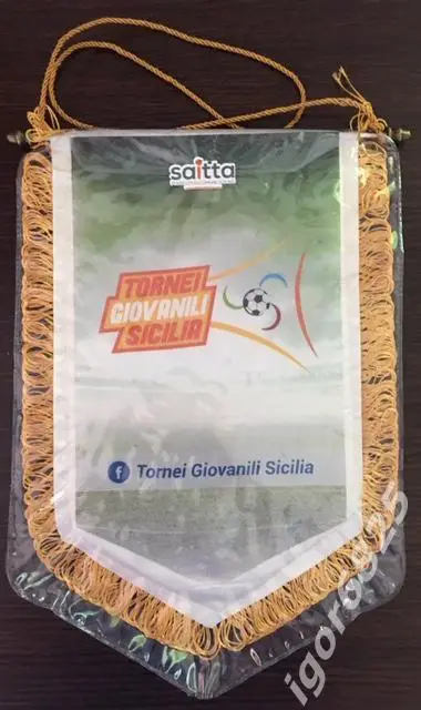 Вымпел SICILY FOOTBOL CUP. 13-16 апреля 2017. Италия. Размер 19 на 27 см. 1