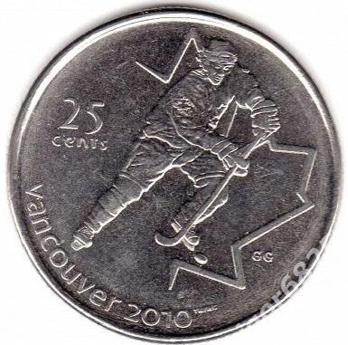 Монета Олимпиада в Ванкувере Канада 2010 Хоккей на льду. VANCOUVER 2010.