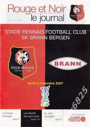 Стад Ренн Франция - Бранн Норвегия . 8 ноября 2007 года. Кубок УЕФА