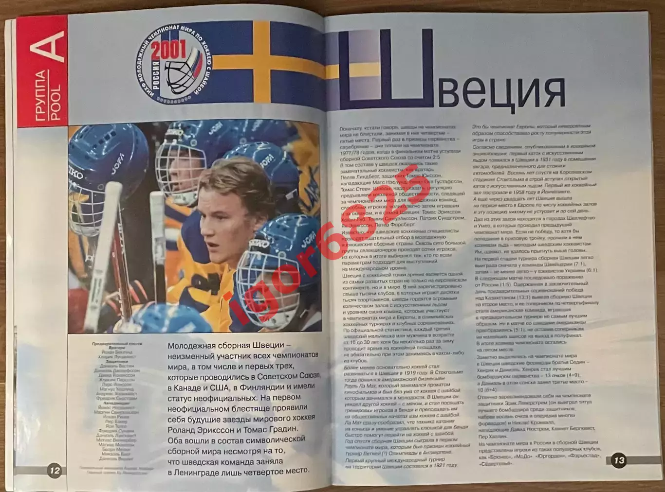 Молодежный чемпионат мира по хоккею 26.12.2000 - 5.01.2001. Москва, Подольск. 4