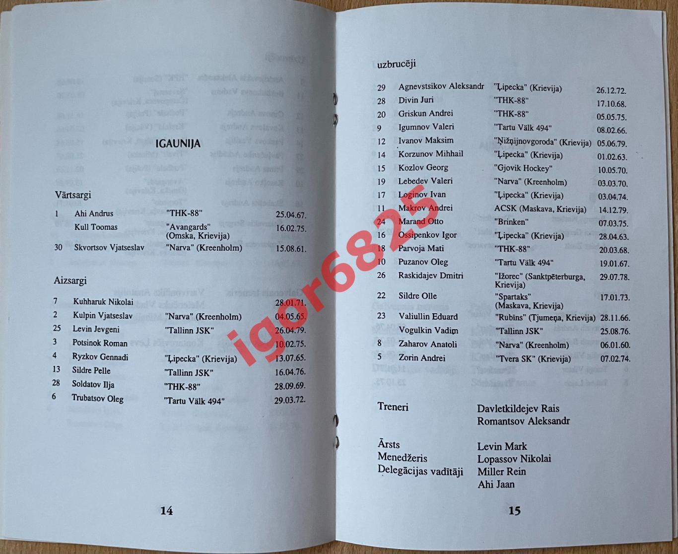 Хоккей. Отборочный турнир на ОИ 1998 Нагано, Рига Латвия 27.08 - 01.09. 1996 г. 2