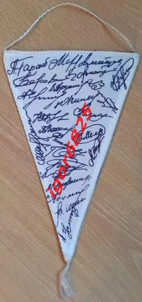 Вымпел Динамо Минск Чемпион СССР 1982 год. Автографы игроков. 20,5 см на 13 см 1