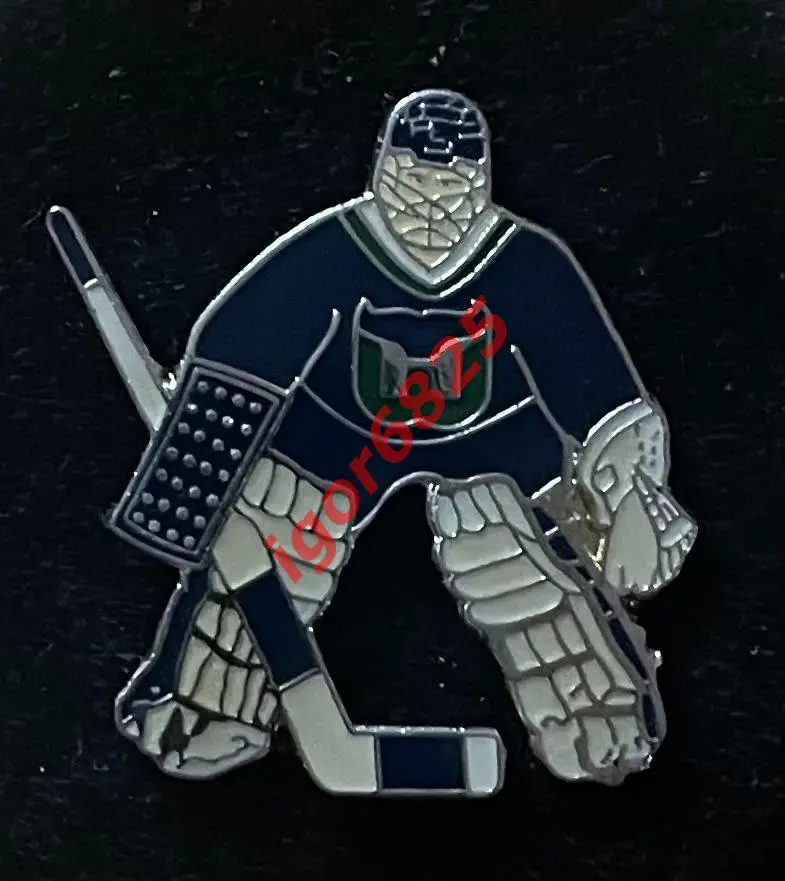 Хоккей. Знак Значок Хартфорд Уэйлерс НХЛ. Hartford Whalers NHL. Вратарь синий.