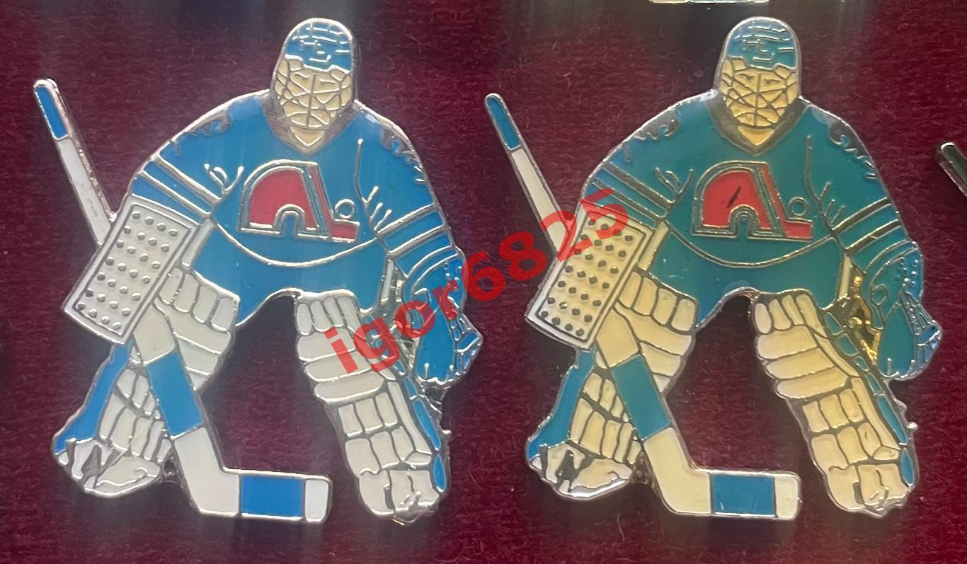 Хоккей Знак Значок Квебек Нордикс НХЛ Quebec Nordiques NHL Вратарь золотые щитки 3