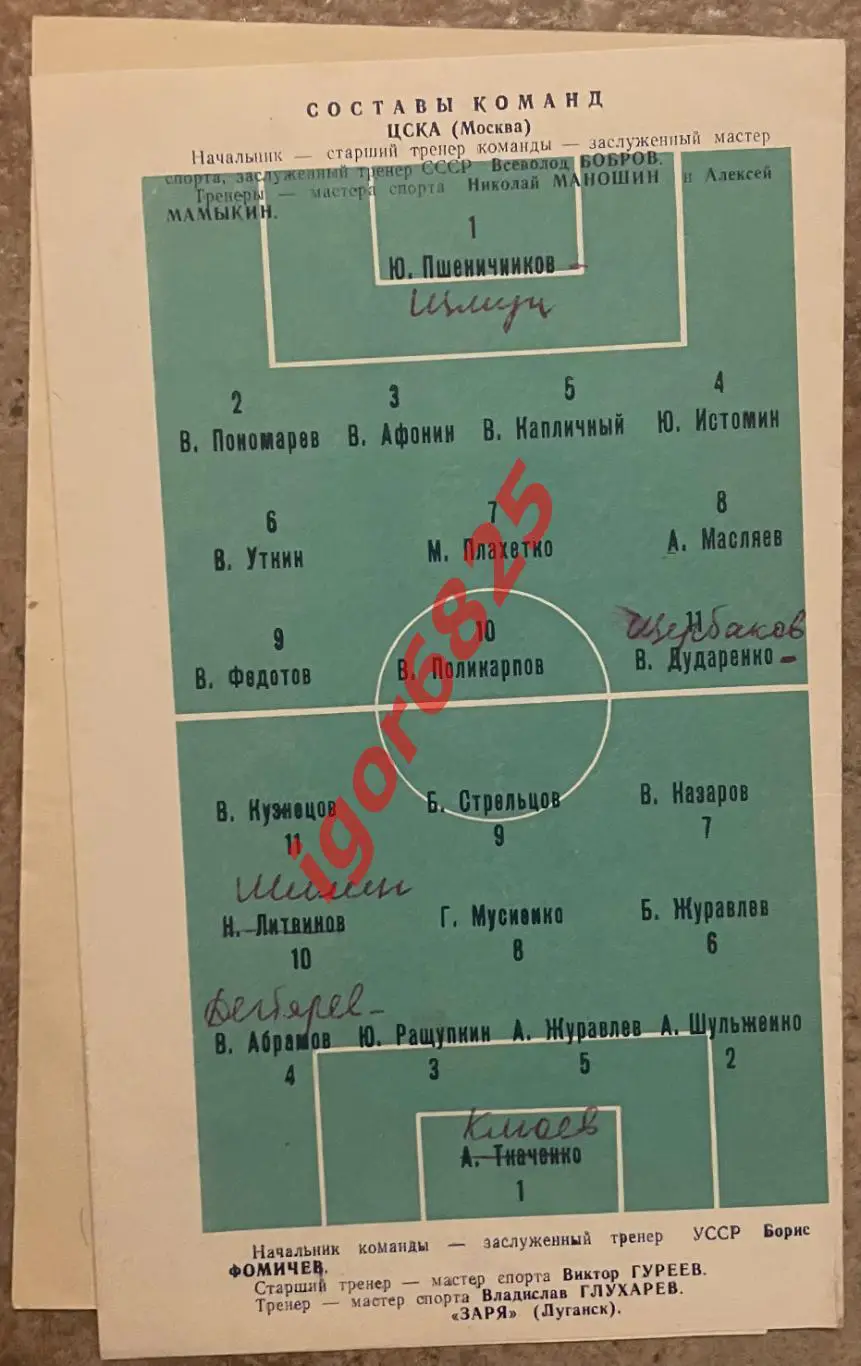 Заря Луганск - ЦСКА Москва. 8 ноября 1968 года. Чемпионат СССР. 1