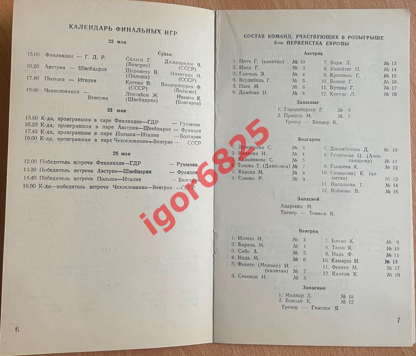 Баскетбол. 3-е Первенство Европы среди женских команд. 18-25 мая 1952 года 2