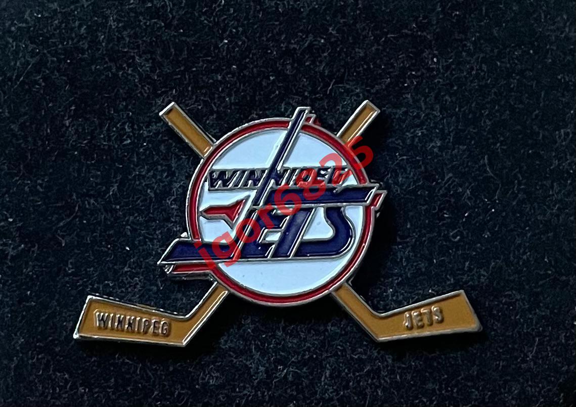 Знак Значок Виннипег Джетс НХЛ Winnipeg Jets NHL. Эмблема, клюшки. 1991