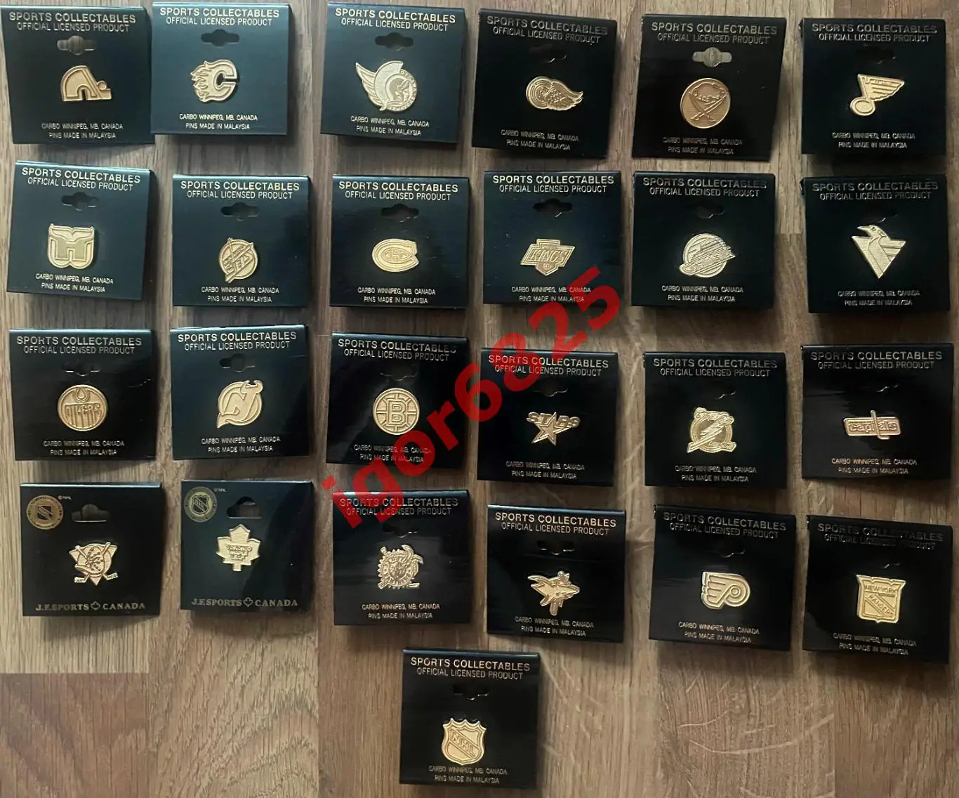 Хоккей. Знаки Значки НХЛ, золотая серия выпуск 1992 года, NHL