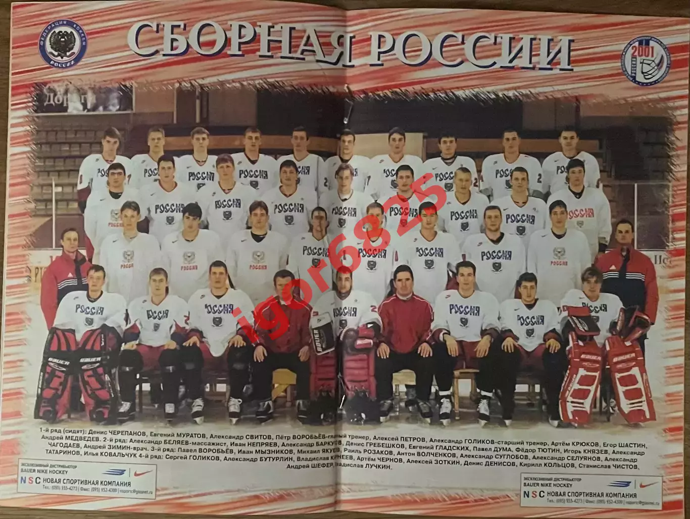 Молодежный Чемпионат мира по хоккею 26.12.2000 - 5.01.2001 года. Сборная России 3