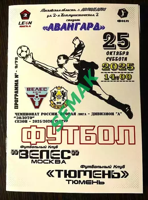 Велес - Тюмень - 25.10.2025