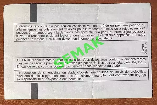 Пари-Сен-Жермен/ПСЖ/PSG Франция - СПАРТАК Москва - 07.12.1994. Билет ЛЧ. 1