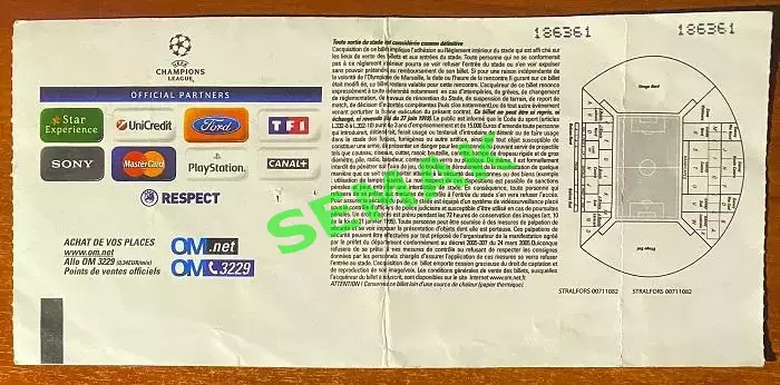 Олимпик Марсель Франция - СПАРТАК Москва - 15.09.2010. Билет футбол ЛЧ. 1