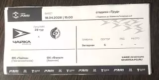 Чайка - Факел Воронеж - 18.04.2026. Билет Футбол